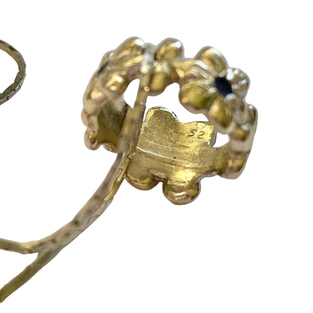 VTG Galliano Christian Dior Silver Metal Lapis Lazuli Flower Ring & Necklace Set - Picture 10 of 14